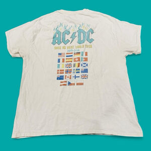 Vinyl Icons AC/DC Rock or Bust World Tour 2015 2016 T Shirt White Band T-Shirt L